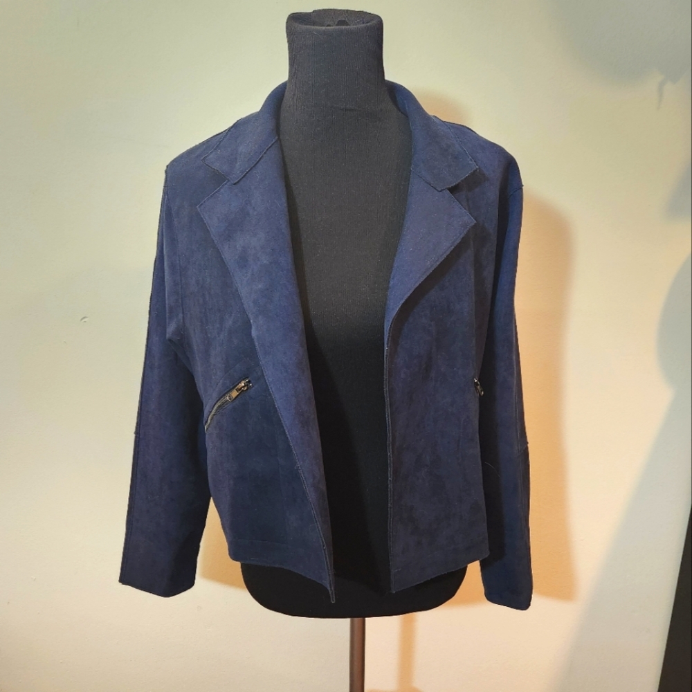Hypr Blue Suede Moto Jacket